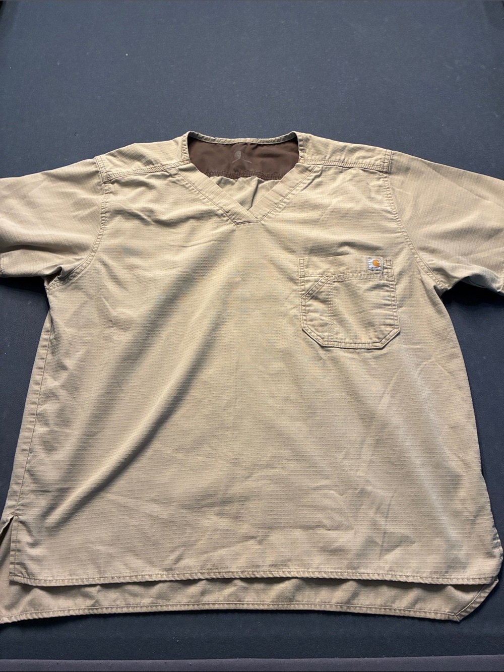 Carhartt Men’s Large Scrub Ripstop Medical Utility Brown Tan Short Sleeve